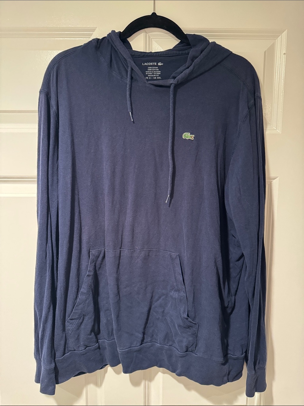 Lacoste Navy Blue Hooded Pullover with Crocodile Emblem